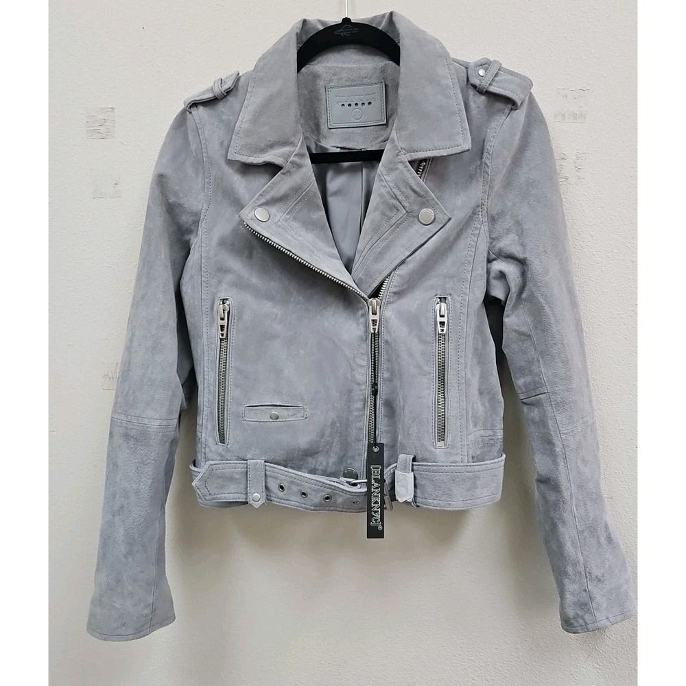 Blank NYC Cloud Grey Suede Moto Jacket Med Instyle Biker Bomber Chic Style NWT